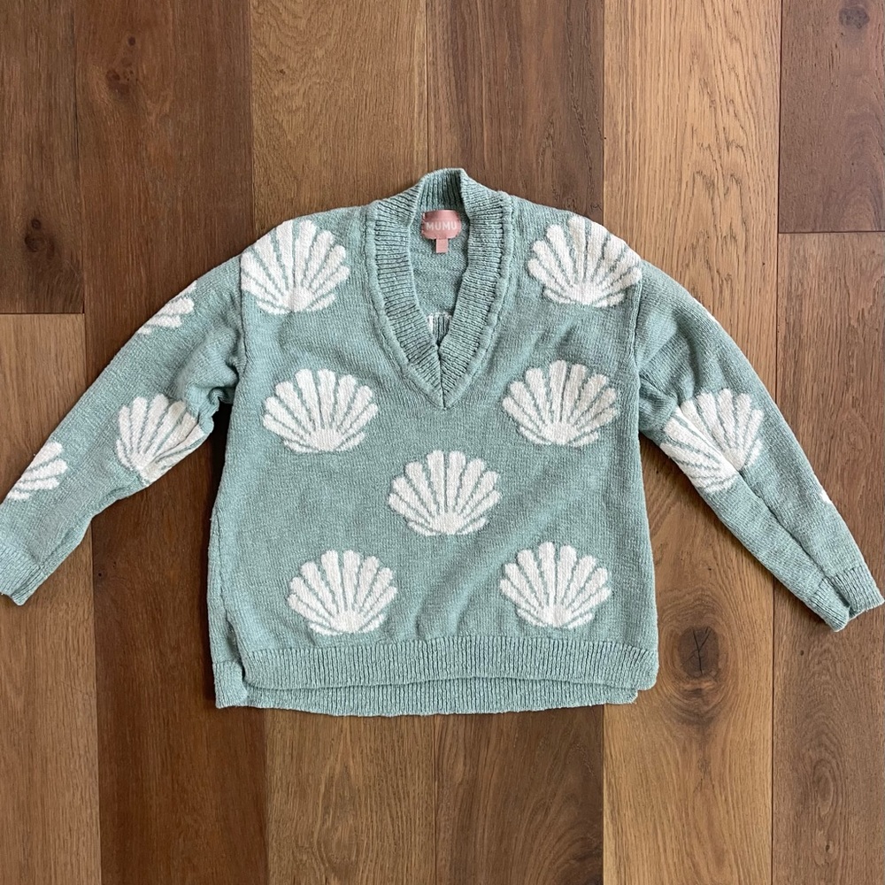 Show Me Your MuMu Seafoam V-Neck Sweater